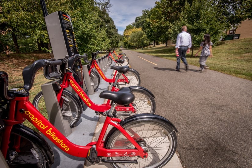 Capital Bikeshare Station People Walking