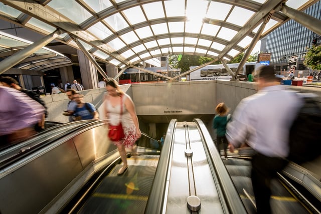 People On Metro Escalators