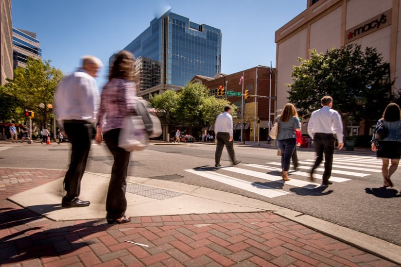 People walking in Ballston, Arlington, Virginia