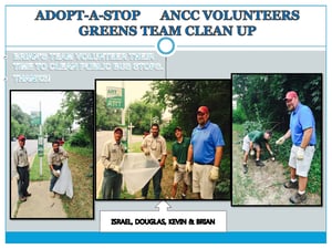 ANCC's green team takes their turn maintaining their bus stop