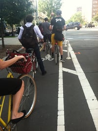 Bike commuters at rush hour in DC