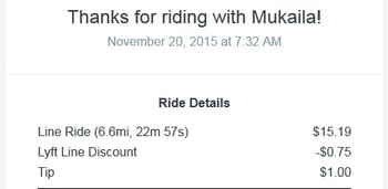 Lyft Line Receipt