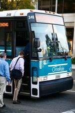 Passengers boarding bus