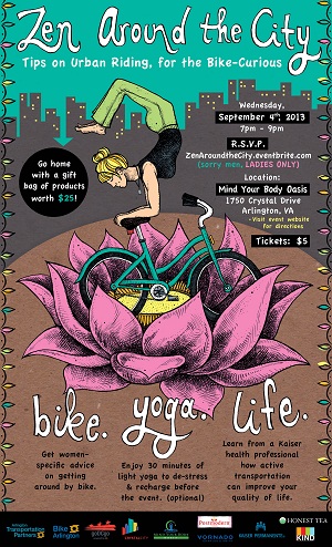 Zen Around the City poster, women, biking