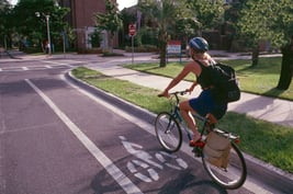 Woman on Bike in Bike Lane