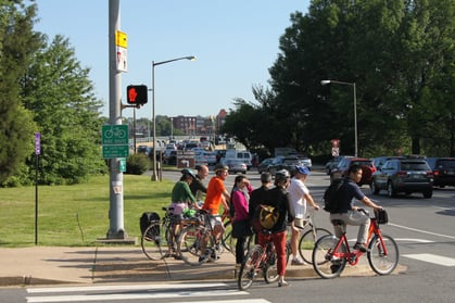 Cyclists with Bicycles