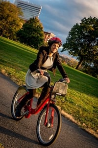 Capital Bikeshare Rider in Rosslyn, Arlington Virginia