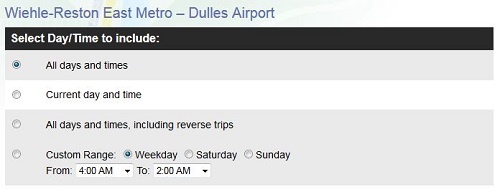 Wiehle-Reston East Metro to Dulles International Airport scheduler